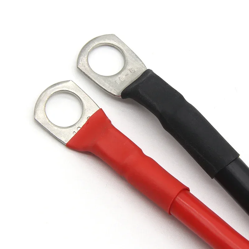 Battery Inverter Connection Cable Set 8/6/4/2 AWG with M8 SC Terminals 10/16/25/35mm2 UPS Wire Red Copper Core Tin-plated Lug