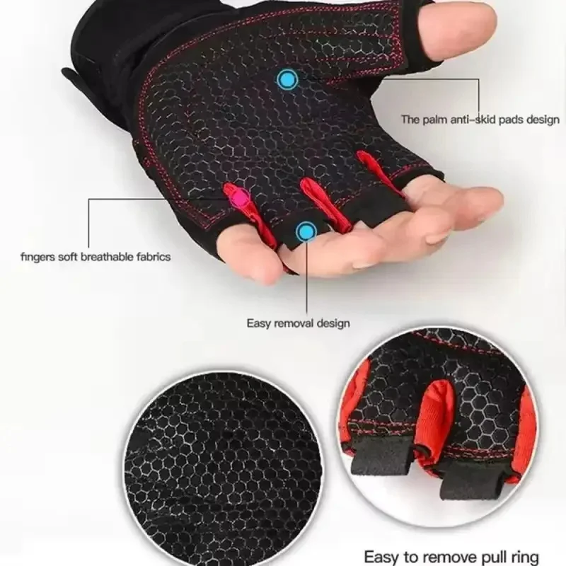 Fitness Half Finger Gloves Men And Women Wrist Guard Sports Dumbbell Riding Non Slip Horizontal Bar Exercise Training image 4