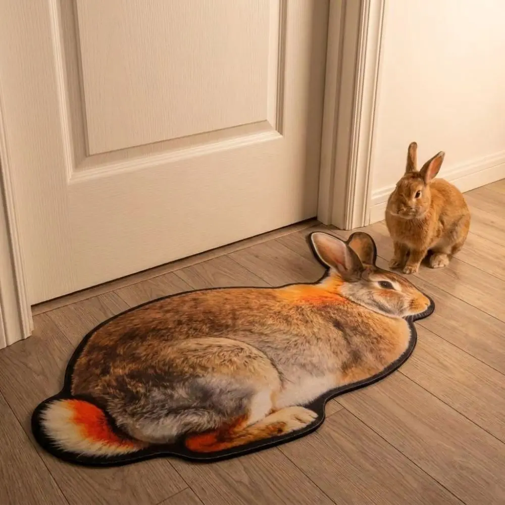 Soft 2D Rabbit-Shaped Area Rug Non-Slip Anti-fouling Home Decor Carpet Easy To Clean Cartoon Carpet Bedrooms