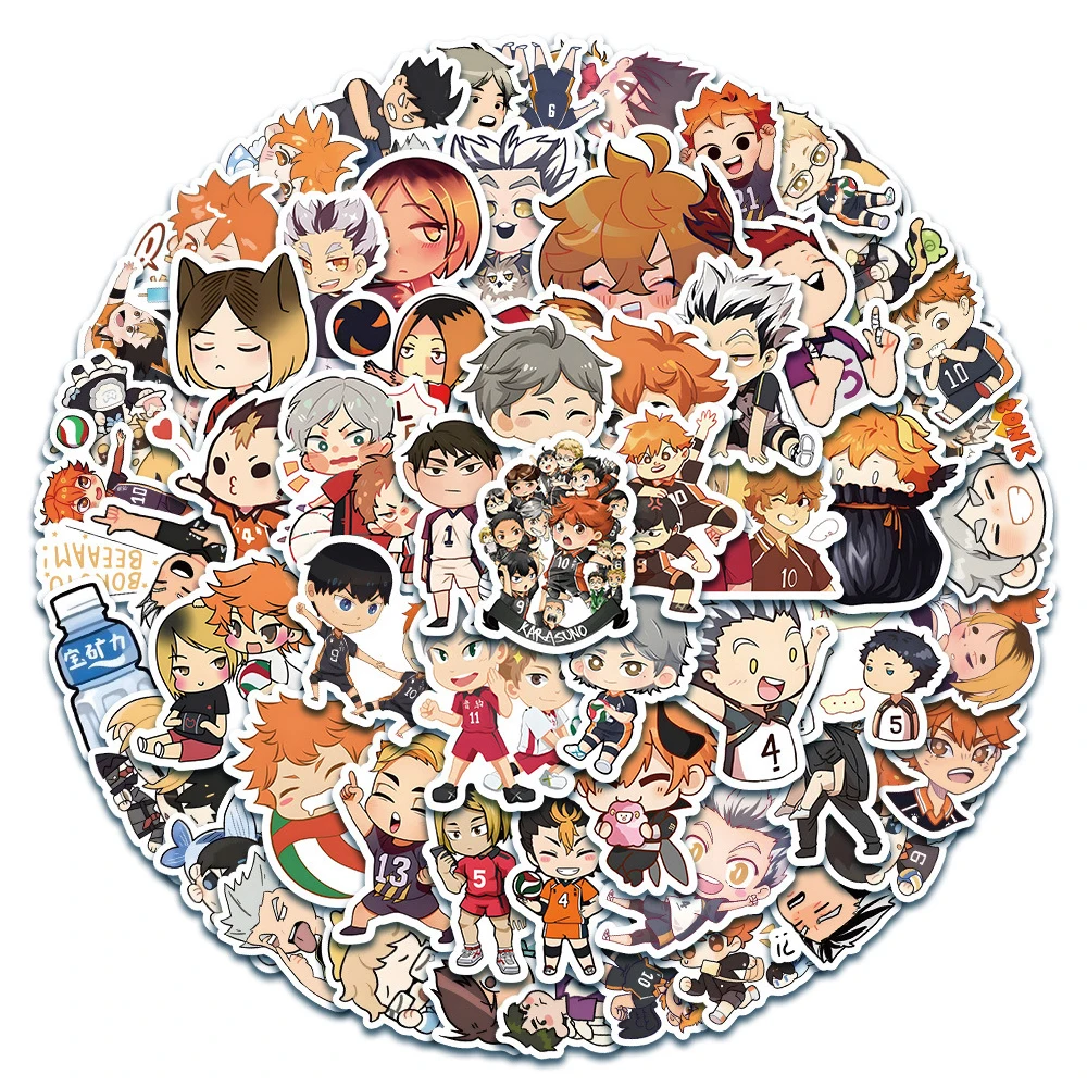 

10/30/63pcs Kawaii Anime Haikyuu!! Stickers Cute Hinata Shoyo Cartoon Decals Skateboard Notebook Phone Sticker for Kids Toy Gift