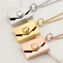 Love Heart Envelope Titanium Steel Necklace Loveyou Pendant Necklace