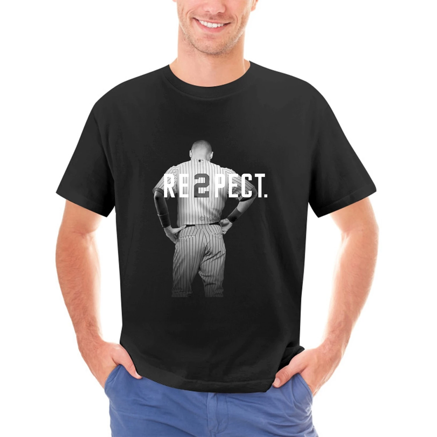 Respect Derek Jeter Re2pect 2 On Back New York Uniform MJ Baseball T Shirt