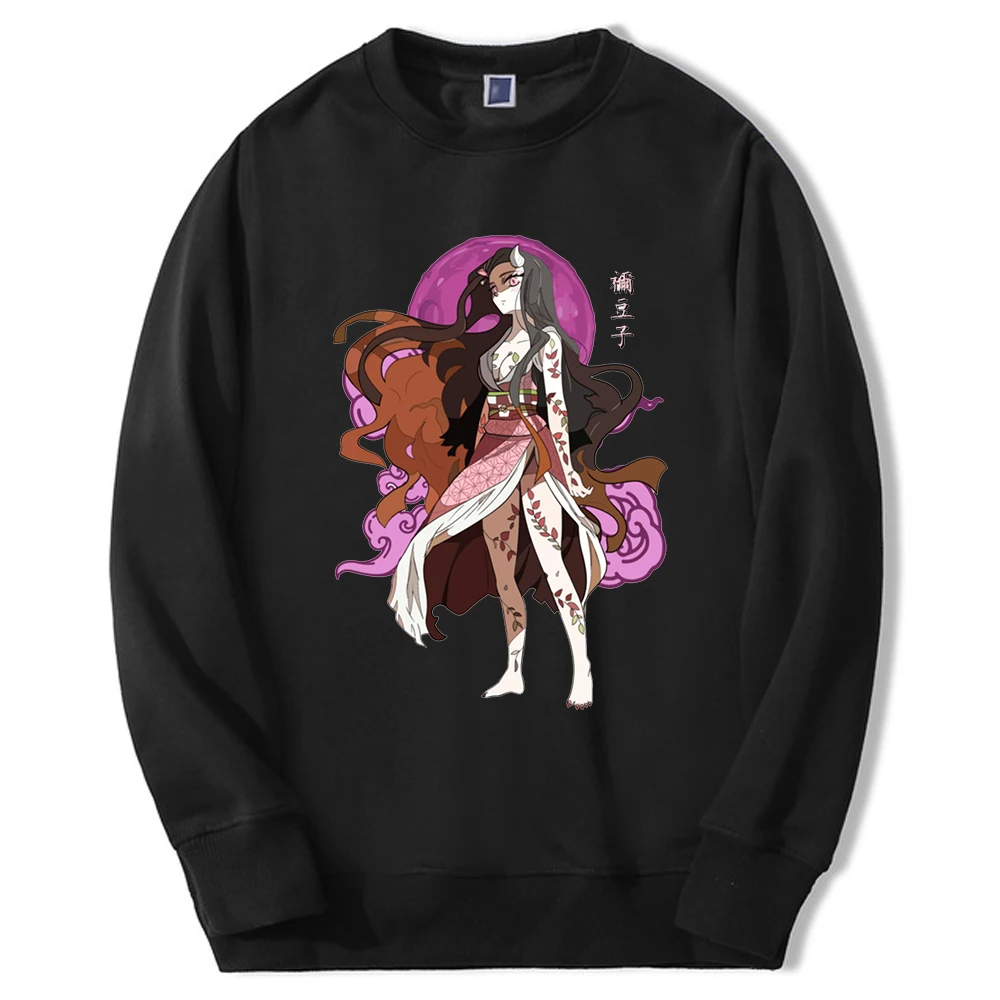 Demon Slayer Hot Japan Anime Hoodies Mens Nezuko Manga Graphic Crewneck Sweatshirt Harajuku Crewneck Hip Hop Pullover Streetwear