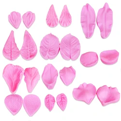 22PCS Silicone Petal Leaf Mold Flowers Fondant Mold Chocolate Gum Paste Mold Fondant Cake Broder Decorating Tool