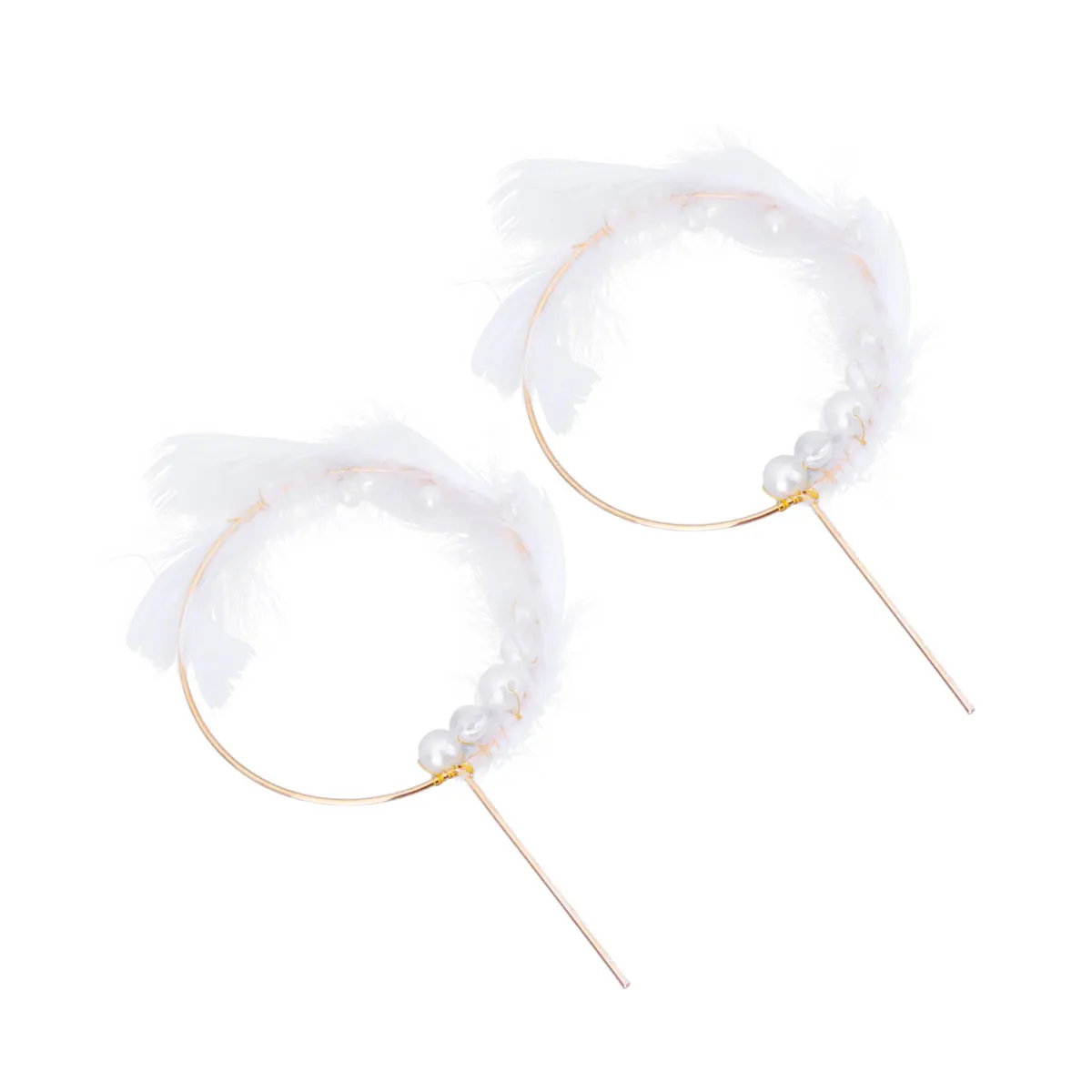 

2 Pcs Wreath Cake Toppers Pearl Decoration Creative Iron Picks White Stylish Birthday Wedding Party