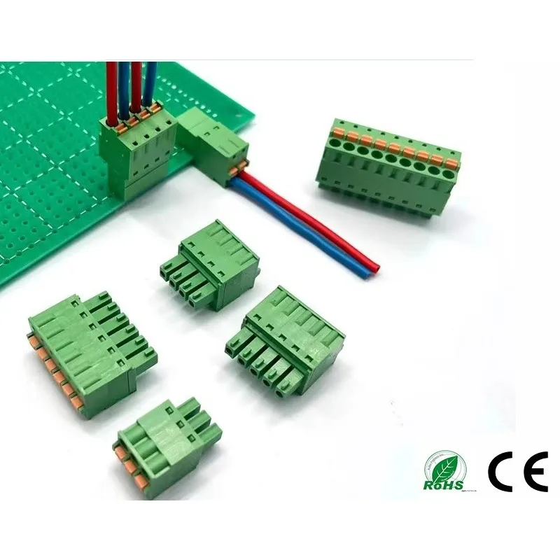10Pairs of spring-loaded plugs with push-button terminal blocks 15EDGKD-3.81mm 2p-24p screw-free plug-in PCB
