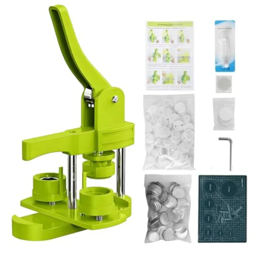 

Button Maker Machine Kit 32mm 1.25 Inch DIY Pin Badge Press with 100 Button Parts Custom Pin Maker for Crafts Parties and Gifts