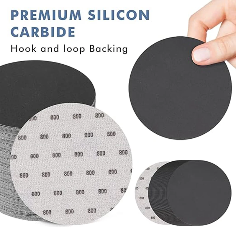 

5 Inch 125mm Waterproof Sanding Discs Hook & Loop Silicon Carbide Sandpaper Wet/Dry 60 -10000 Grit for Polishing Grinding