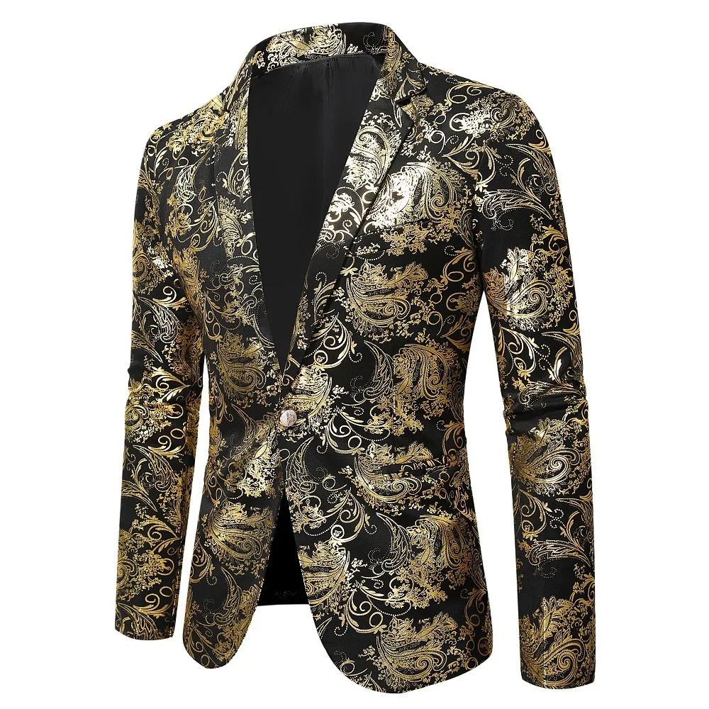 Suit men Korean version slim-fit men hot stamping printed suit dress performance coat tide