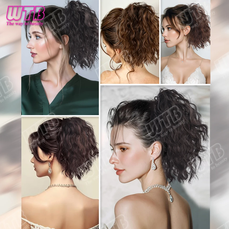 

WTB Hair Bun Wig Synthetic Wig Volumizing and Messy Curly Hair Bun Wig Clip Style Suitable for Women's Everyday Wear