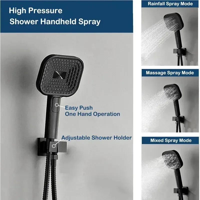 QAZ8-DIERA System Head Handheld Spry.aLuxurious 12"Faucet Set.Bathroom Wall Mounted Shower Fixture with Build-in Brass Valve and