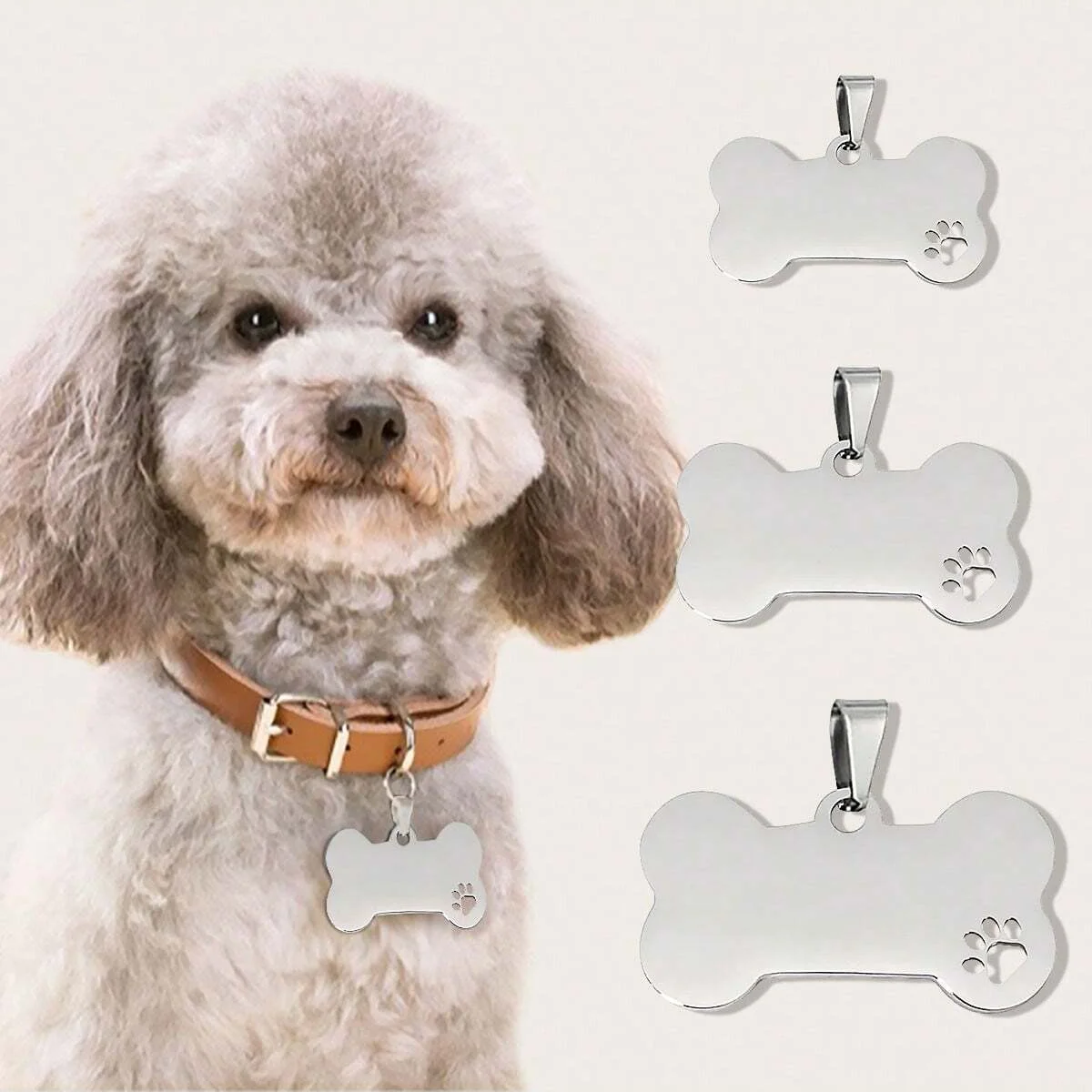 1pc-Personalized dog tags, dog bone shaped name labels, suitable for small dogs