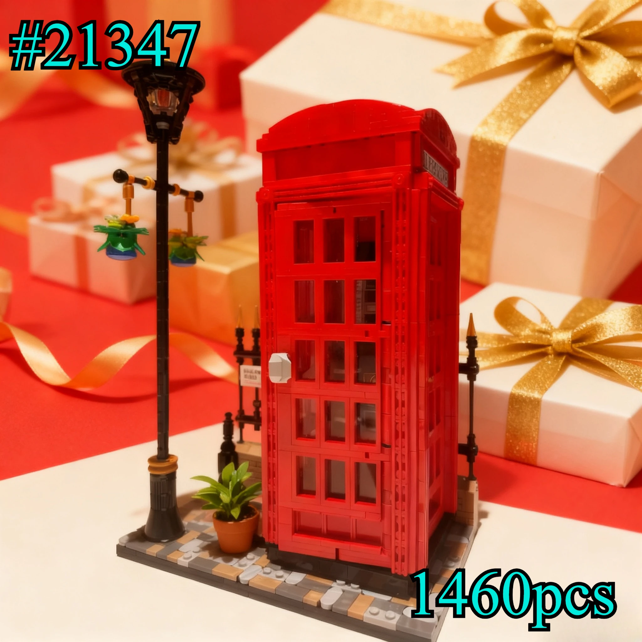 كشك الهاتف الأحمر 21347 مجموعات مكعبات البناء المتوافقة مع جزيئات Lego مناسبة لهدايا عيد الميلاد 1460 قطعة #1