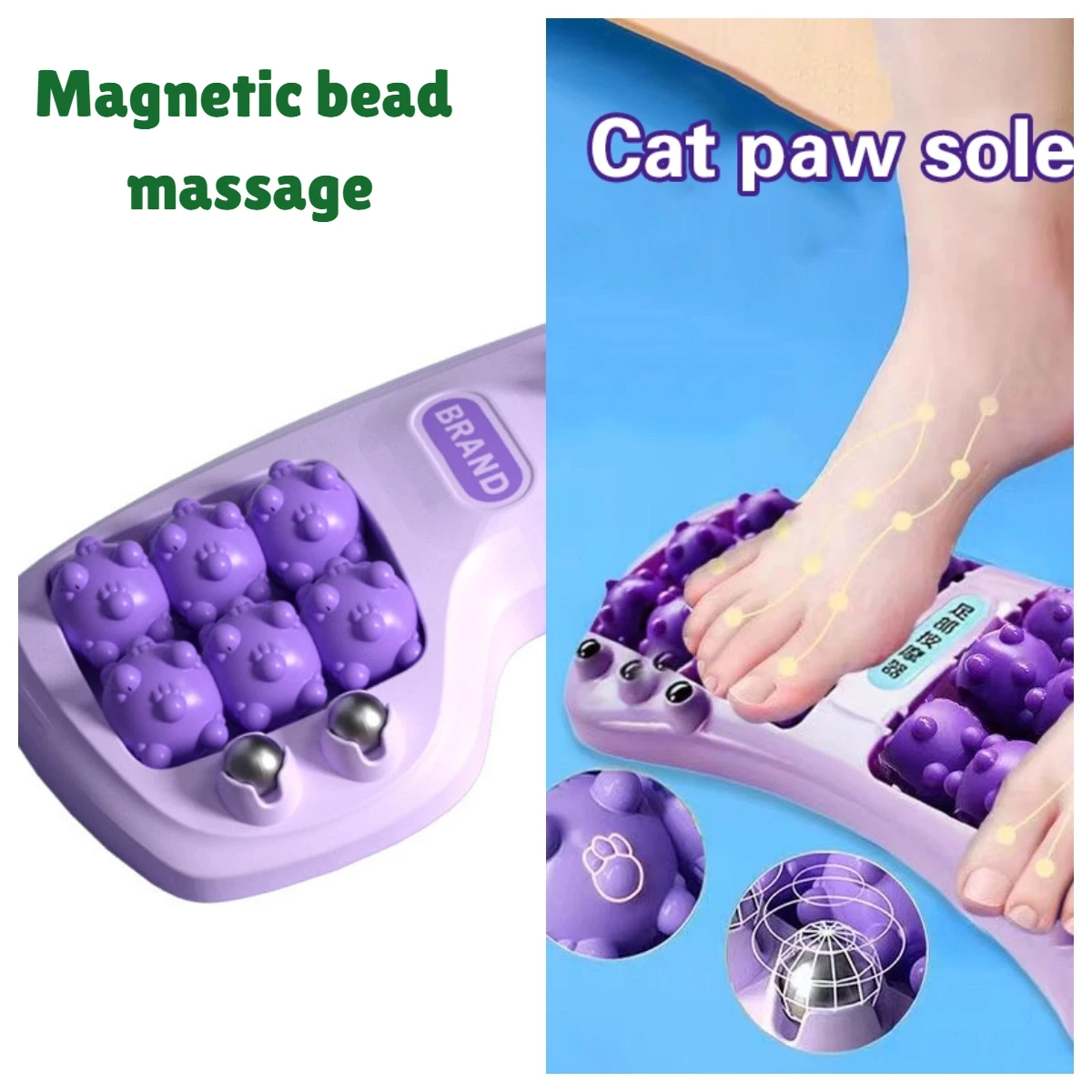 Magnetischer Perlen-Fußroller für effektive Mehrpunktmassage und Fußtherapie in drei Farben