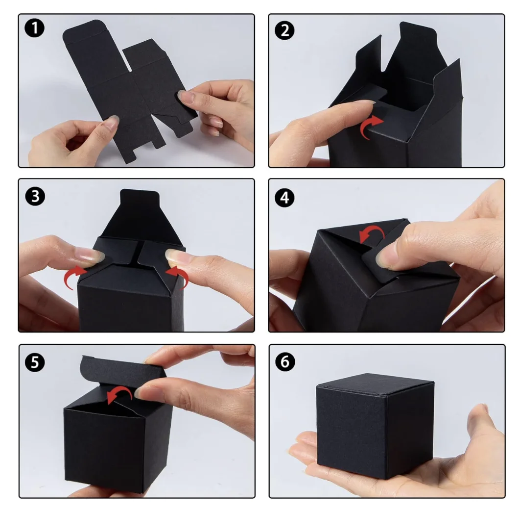 Black Gift Boxes 2x2x2 inches, 100 Pack Small Kraft Cardboard Gifts Boxes Paper Cube Favor Box Easy Assemble Paper Gift Box with