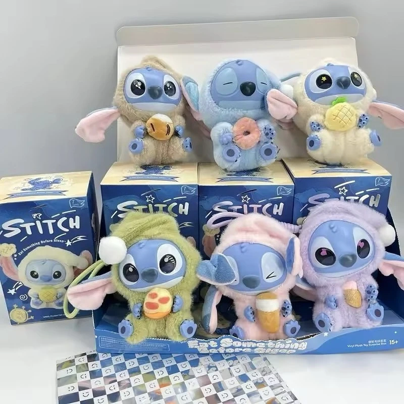 

MINISO новая серия Stitch Eat Some Thing Before Sleep, виниловая слепая коробка, сумка, подвеска, милая плюшевая кукла, загадочная коробка, игрушка-сюрприз, подарки