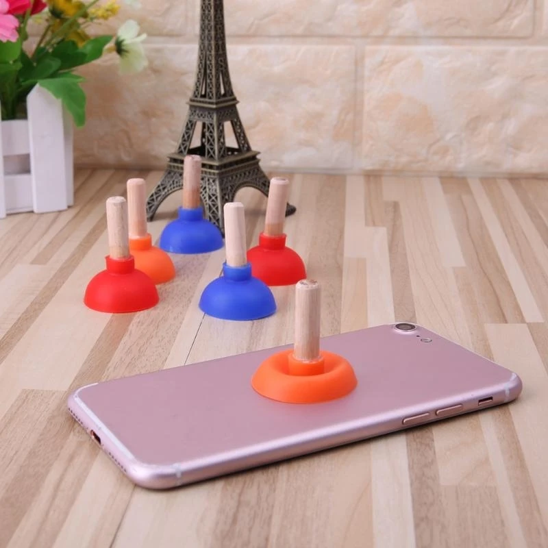 090F Mini Colorful Toilet Plunger Holder Sucker Stand For Mobile Phone for