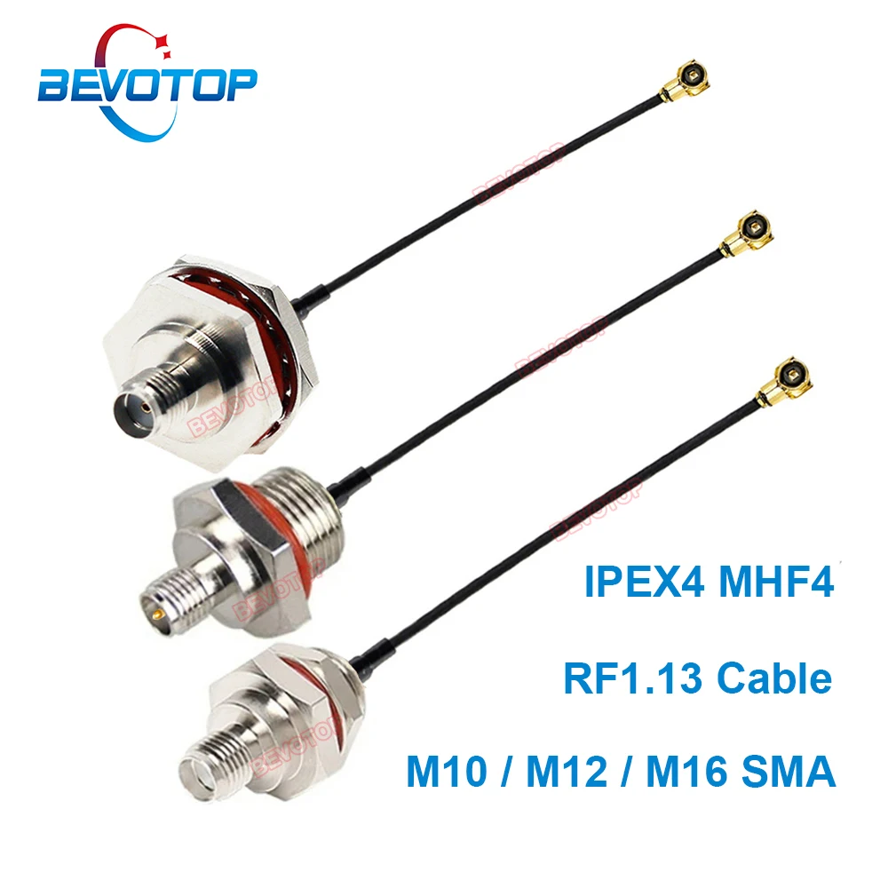 

10PCS/LOT SMA to MHF4 RF1.13 Cable M10 / M12 /M16 SMA/RP-SMA Female to IPEX4 Female Jack RF1.13 Pigtail Antenna Extension Jumper