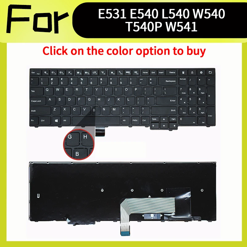 Teclado de repuesto estadounidense para IBM Thinkpad E531 E540 L540 W540 W550 T540 T540P W541 T550 T560 L560 L570