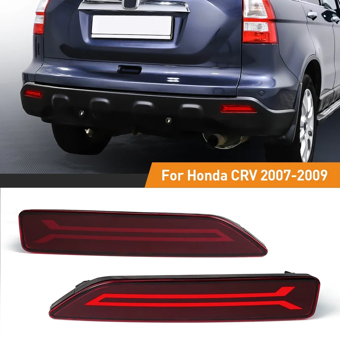 LED Rear Bumper Reflector Lights For Honda CRV CR-V BRV 2007 2008 2009 Brake Warning Dynamic Turn Signal Lamps Car Accessories