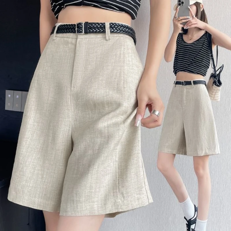 

2026 Summer Fashion Loose Shorts Solid Color High Waist Thin Casual Shorts Korean Style Comfortable Breathable Shorts for Women