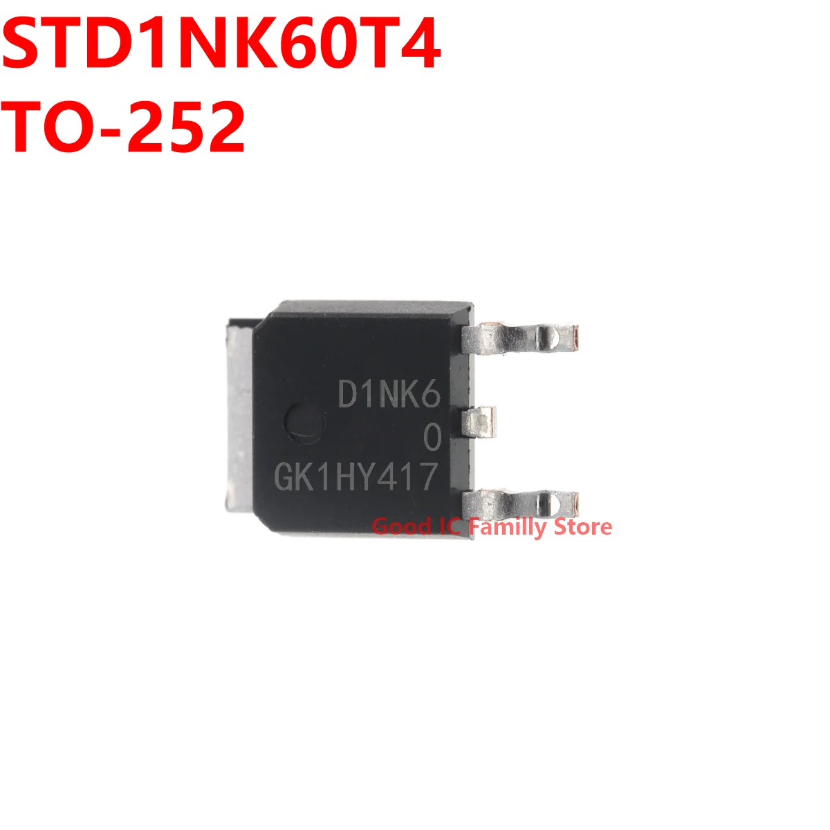 10PCS STD1NK60T4 TO-252  D1NK60