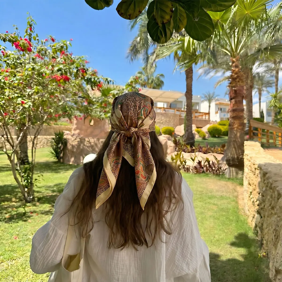 

Women Spring Summer Square Scarf Satin Silk Scarves Headscarf Female Foulard Beach Bandana Ladies Neckerchief Hair band 90cm