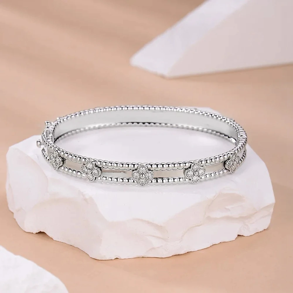 IsRabbit 18K placcato oro 925 Sterling Silver Lab sintesi Moissanite Diamond Wedding Anniversary Bangles bracciali gioielleria raffinata