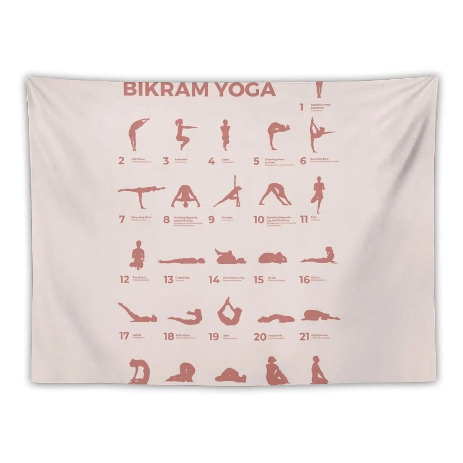 

New The 26 Poses of Bikram Yoga Peach Tapestry Wallpaper Bedroom Home And Comfort Decor Hanging Wall Tapestry