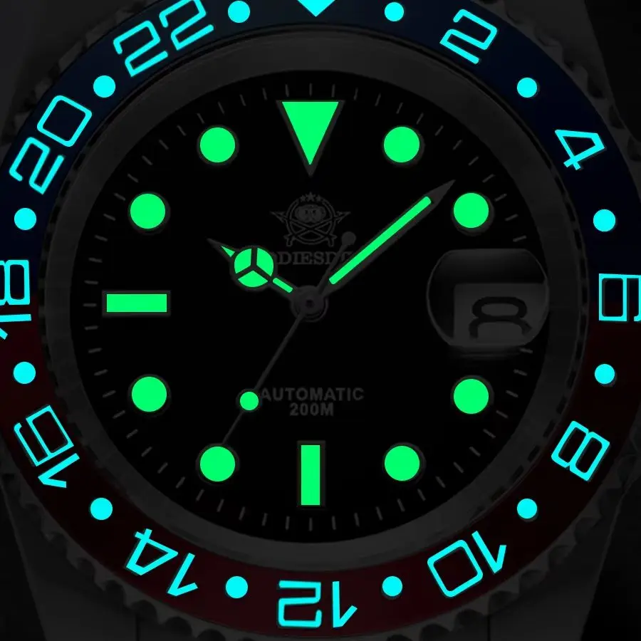 ADDIESDIVE Diver Watch 200m Waterproof Sapphire Glass AR Coating 8215 Automatic Watches for Men BGW9 Luminous Mechanical Watch