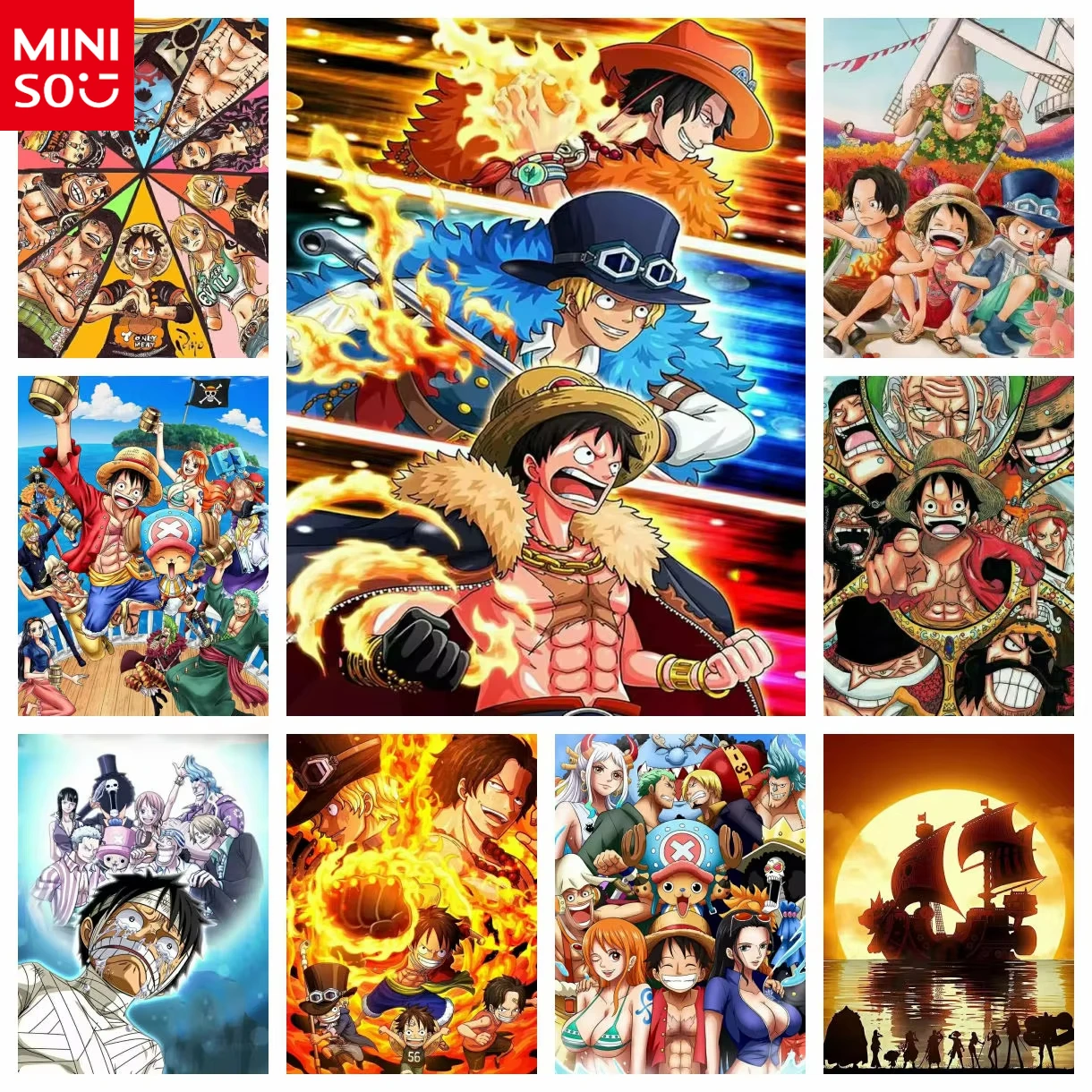 

MINISO Oil Painting By Numbers Luffy Japan Anime One Piece wall art home living room bedroom bar aesthetic decoration Frameless