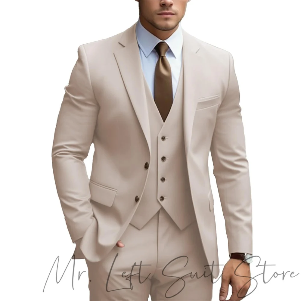 2024 New Men's Formal Fit Single breasted Elegant man suit Customized Casual Business Office Jacket 3 Piece Set Comfortable