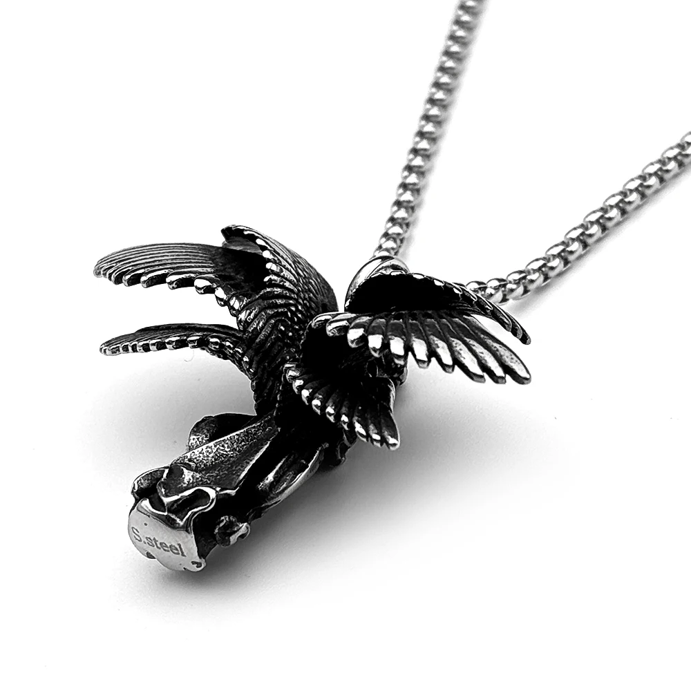 Christian Seraphim Angel Wing Pendant Necklaces for Women Men Stainless Steel Silver Color Vintage Seraph Amulet Chain Jewelry
