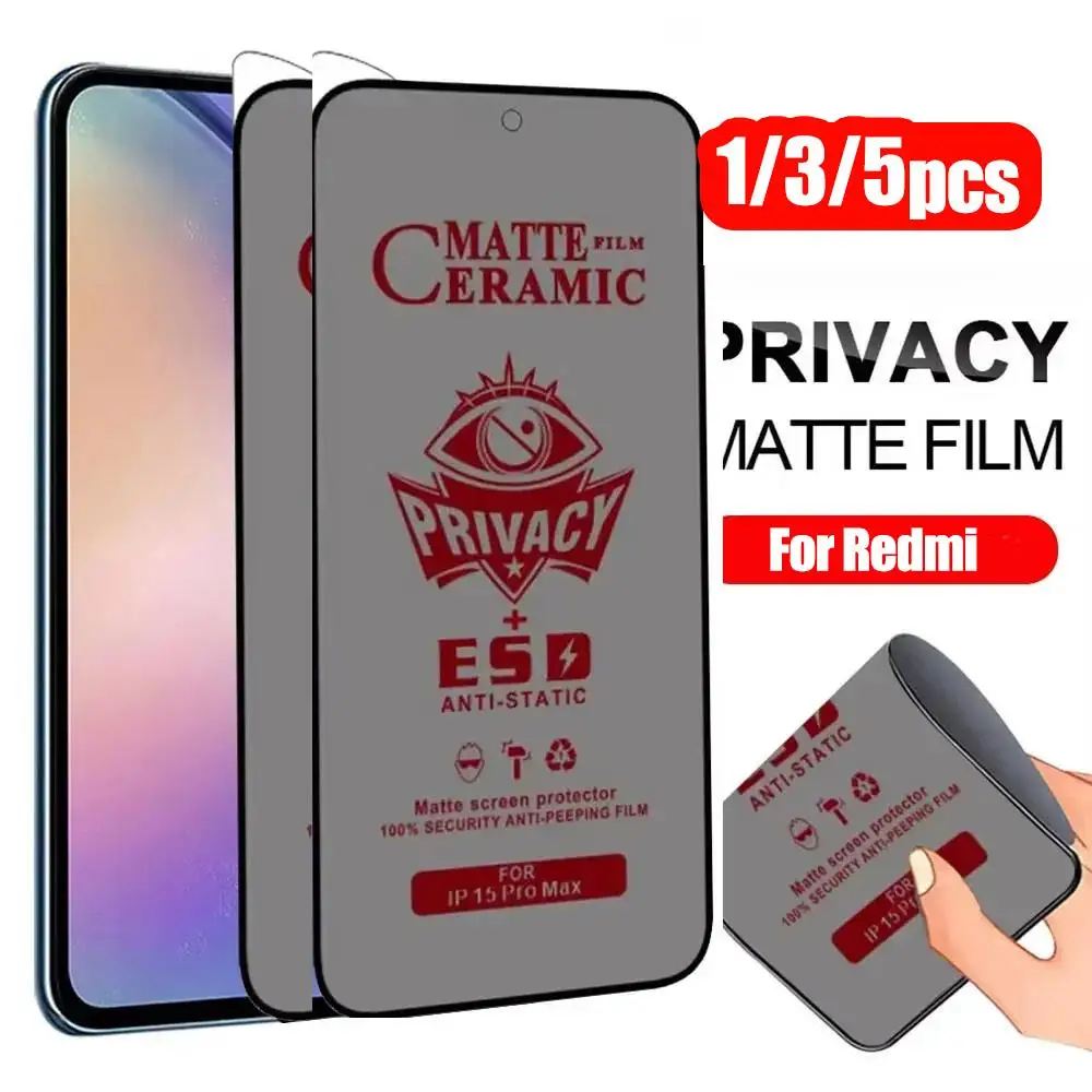 1/3/5 Stück Matte Keramik-Sichtschutzfolie für Xiaomi Redmi Note 14 Pro 5G 15 13 12 11 10S 15 14C 13C 12C 11A 10 10C 10A