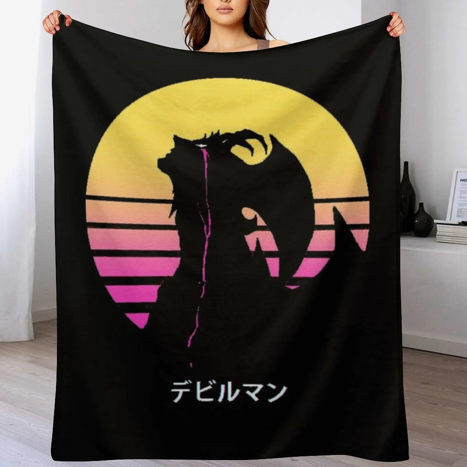 

Devilman - Akira Fudo Colorful Moon Design in all Products Throw Blanket Luxury St Flannels Stuffeds Vintage Blankets