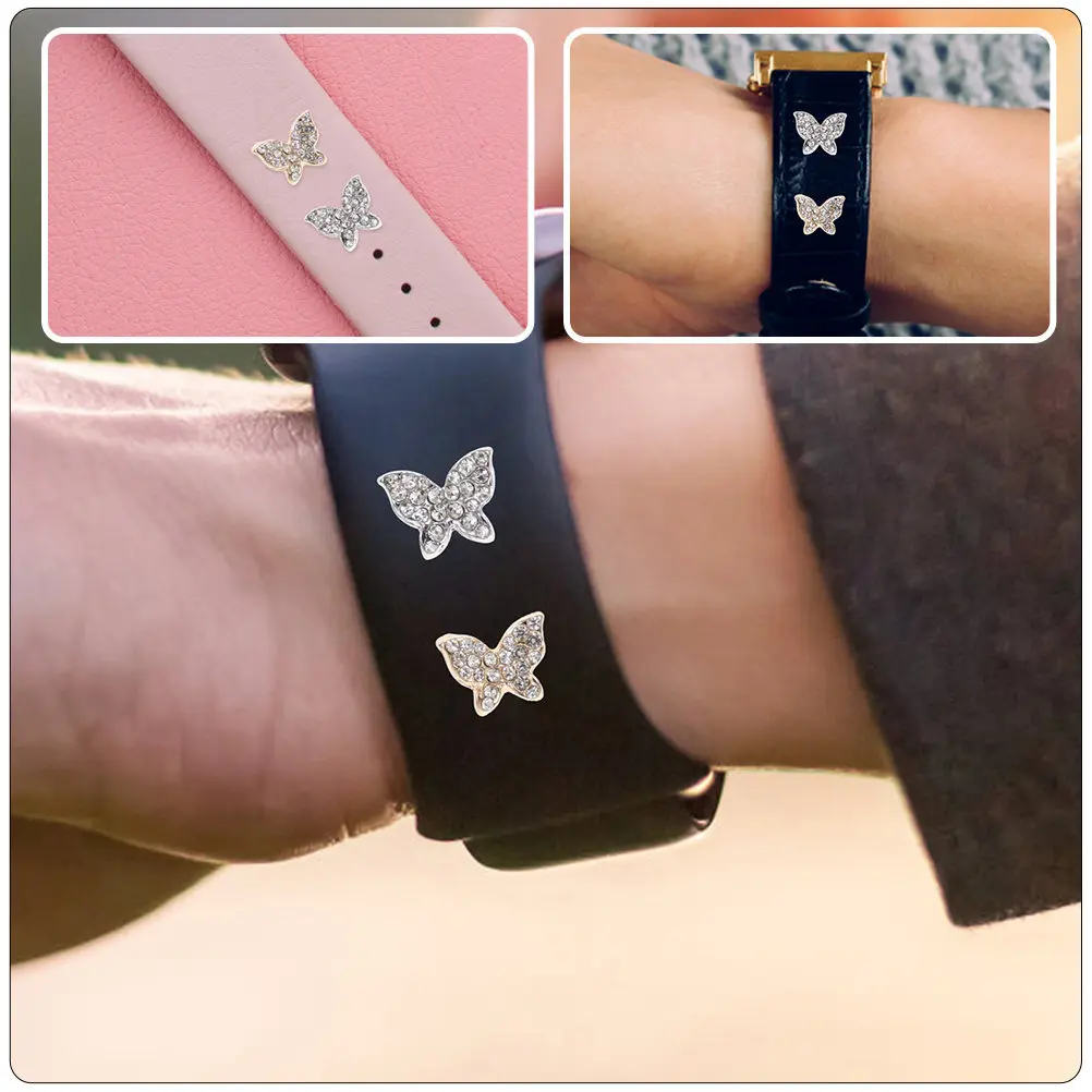 

4Pcs Alloy Watch Band Charms Full Rhinestone Decorative Studs Accessories Stylish Watchband Nail Decor Gift