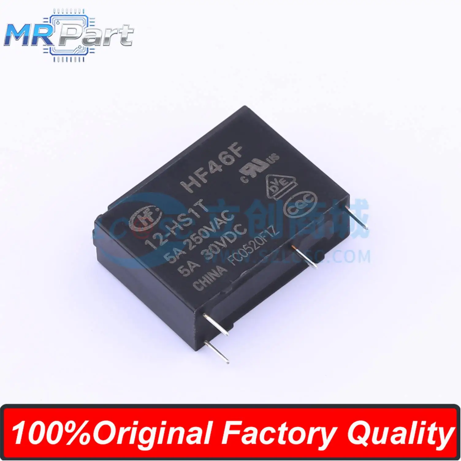 5 Pieces HF46F/12-HS1T Ultra Small Medium Power 12V Relay 5A 250VAC DC12V Single Pole Single Throw - Normally Open DIP-4