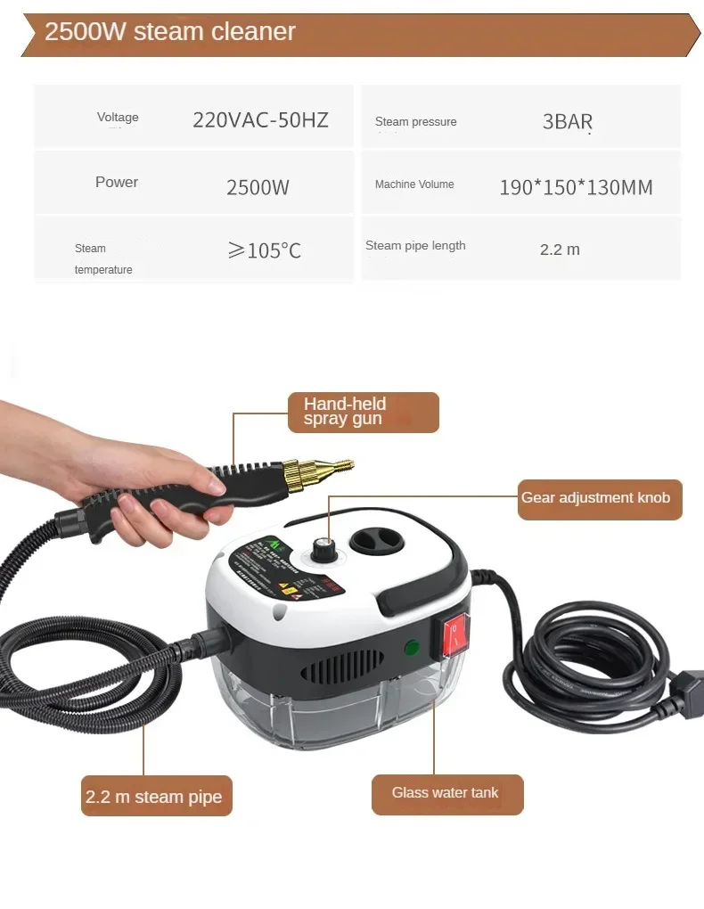 Hochtemperatur- und Hochdruck-Handdampfreiniger Klimaanlage Küchenhaube Auto-Dampfreinigungsgerät Bodenreinigung – Detail 21
