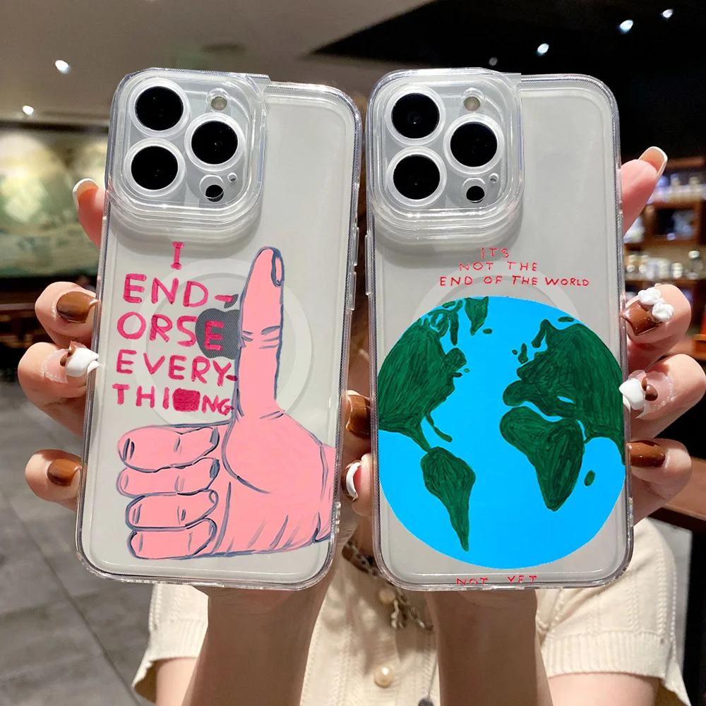 David Shrigley Visual Arts Phone Case for iPhone 12 11 13 14 15 16 Max Pro Plus Magsafe Magnetic Wireless Cover