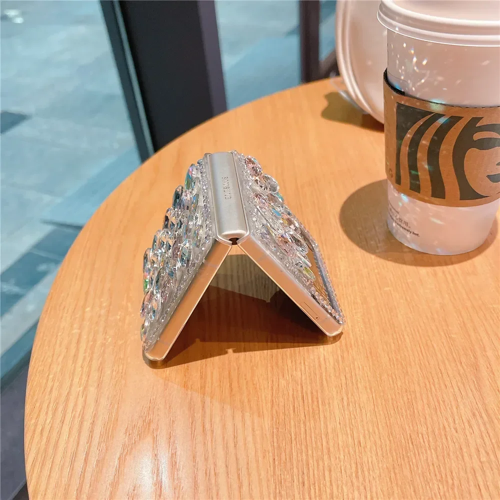 حافظة لهاتف سامسونج جالاكسي Z Flip 5 6 3 5G Z Flip3 Zflip3 Flip 4 حافظات هاتف شفافة Diamond Funda Telefon Kilifi Coque