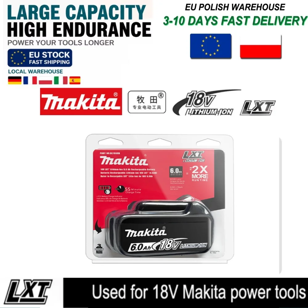 Makita 18V 6,0Ah Akku Original Lithium-Ionen-Akku 18V 6000mAh Ersatzakku BL1860 BL1850 BL1860B