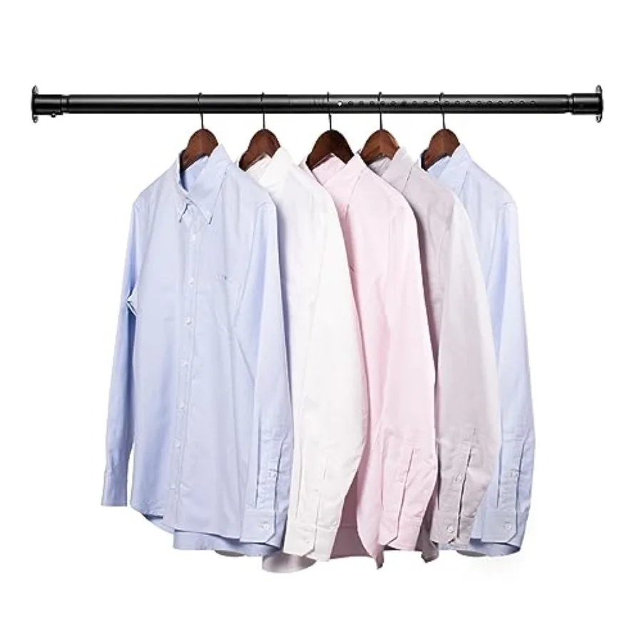 

Closet Rod17 to 55 Inch Adjustable Closet Rods for Hanging Clothes Heavy Duty Closet Hanging Rod Metal Black Closet Poles for W