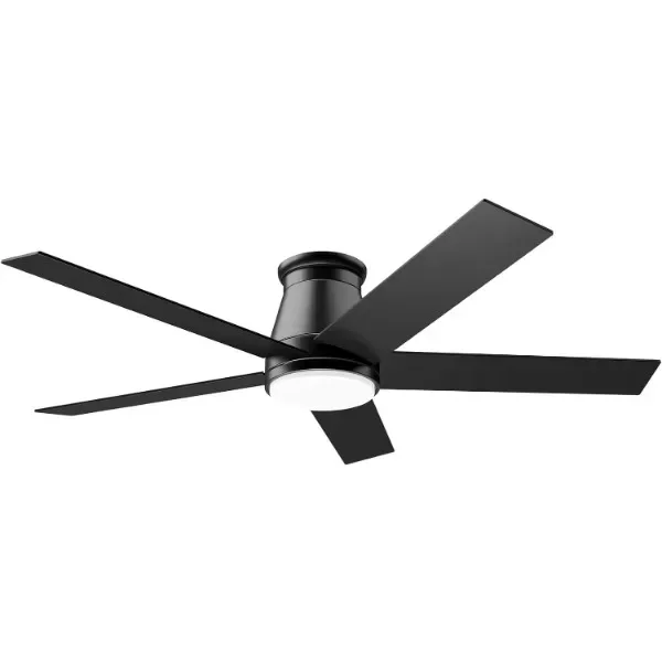 52'' Flush Mount Ceiling Fan, Black Low Profile Ceiling Fan, 6 Speeds DC Reversible Motor, Timing, Dimmable Ceiling Fan