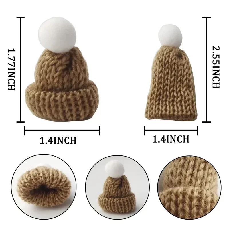 10-20pcs Mini Christmas Knit Hats Craft Knitting Hats Doll Craft Hat Christmas Tree Ornaments DIY Sewing Hair Crafts Accessories