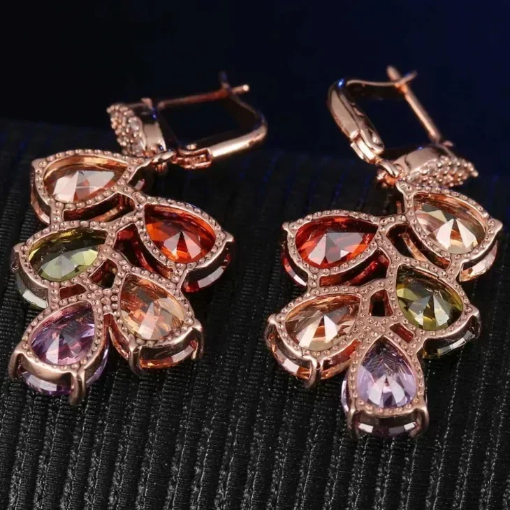 Boucles d'oreilles longues en cristal de Zircon pour femmes, gouttes colorées, bijoux en cristaux d'autrichienne Mona Lisa, de mariage, nouvelle collection