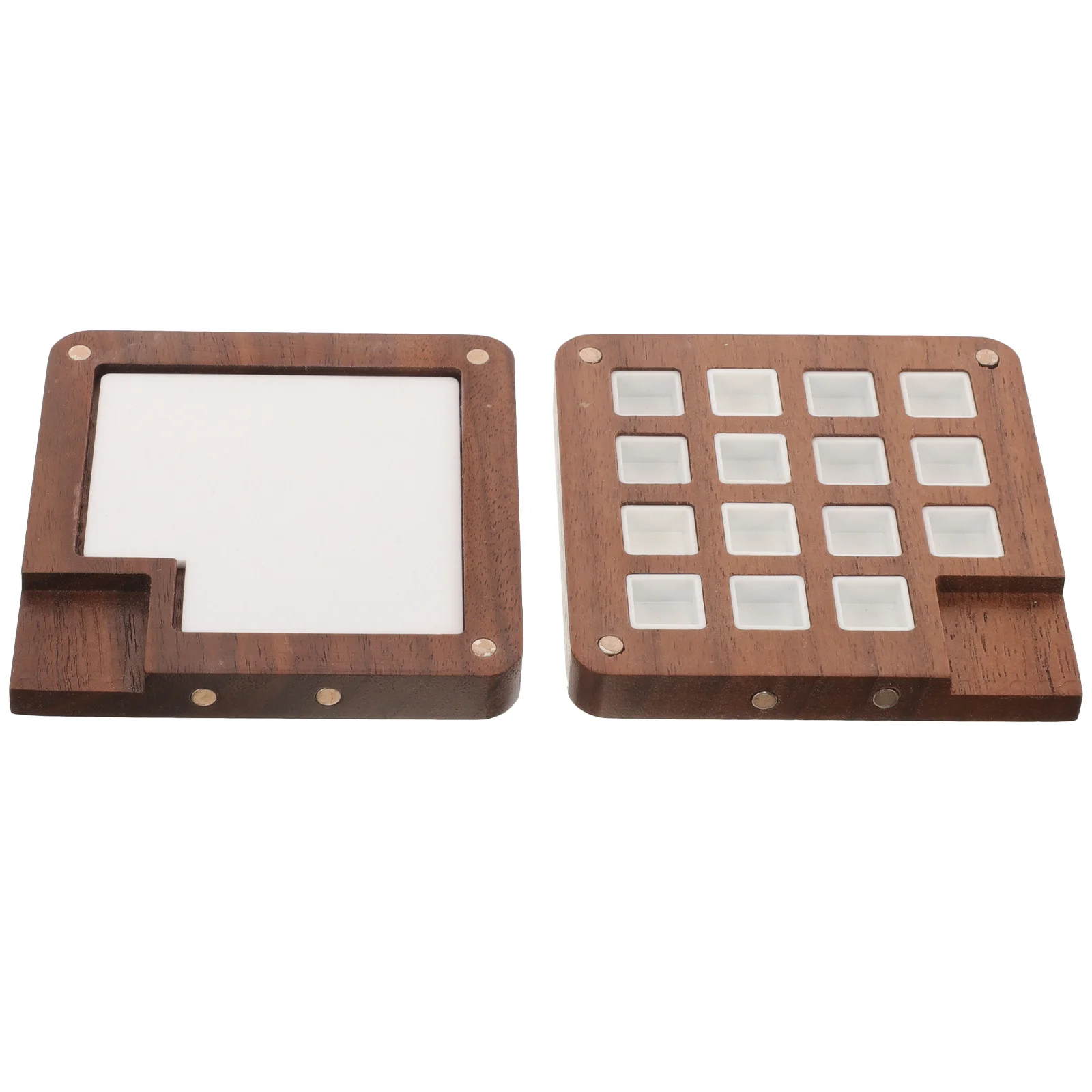 

Portable Wooden Watercolor Pigment Box Small Paint Palette Empty Paint Mixing Box for Artists Students DIY Painting Travel Use