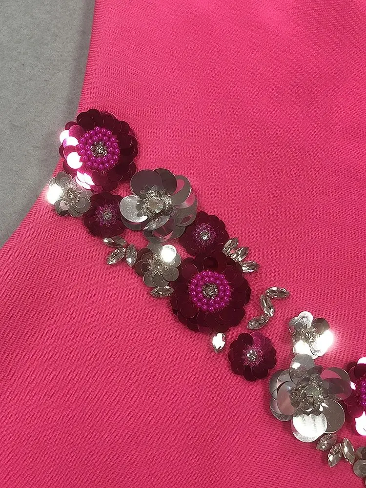 2025 Nuovo sexy senza spalline fatto a mano con perline fiore aderente lungo vestito dalla fasciatura donne eleganti abiti da sera di lusso per feste di compleanno