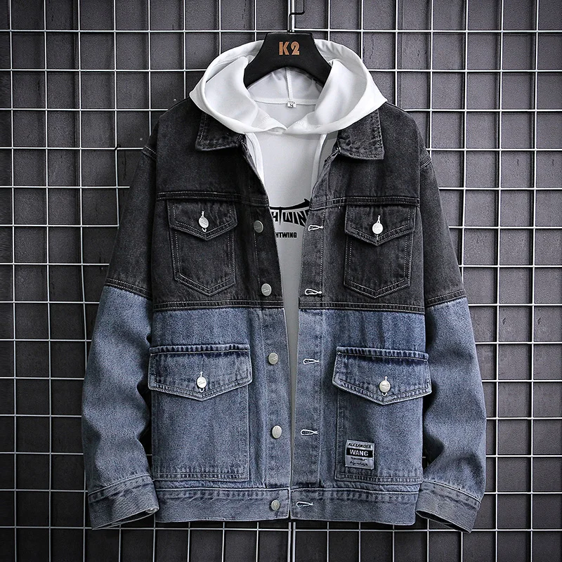 

Nice Pop Denim Jacket Spring/ Autumn Trendy Men's Jeans Ins Casual Retro Cowboy Coat Motorcycle Streetwear M-3XL Size