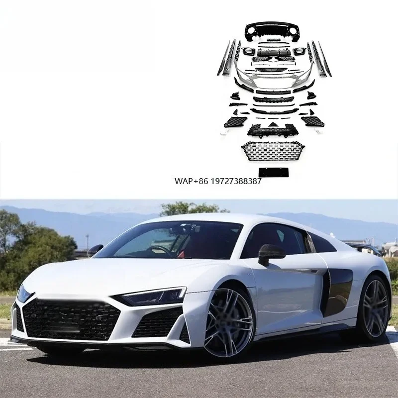 R8 13-17y Upgrade to 21y Style Body Kits Car Bumpers Side Skirts Grille Dry Carbon Fiber Material Car Accessories Auto Parts
