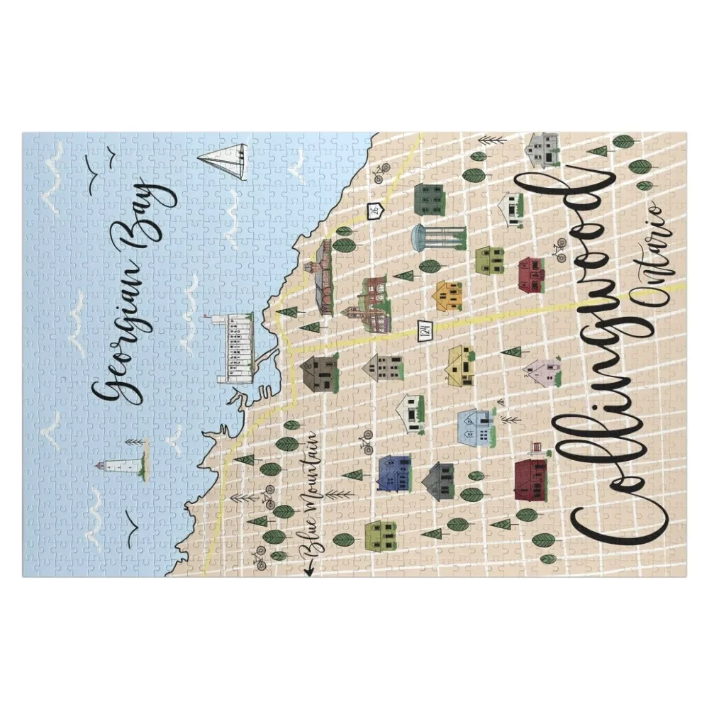 

Map of Collingwood, Ontario Canada Jigsaw Puzzle Custom With Photo Works Of Art Puzzle